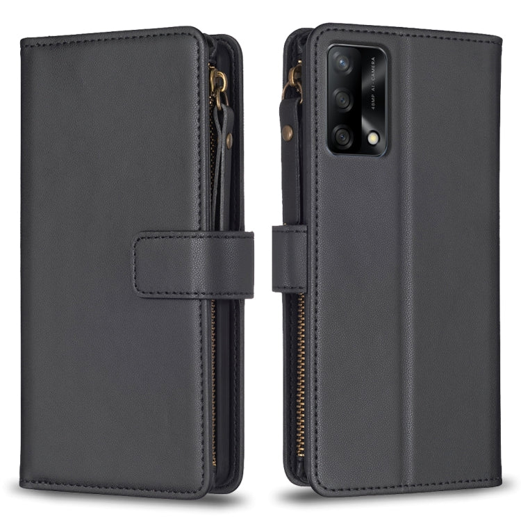 Custodia per telefono a conchiglia in pelle con portafoglio con cerniera a 9 slot per schede, For OPPO A94 5G / F19 Pro+ / Reno5 Z 5G, For OPPO A74 5G / A93 5G / A54 5G, For OPPO A74 4G / F19 4G, For OPPO A92 / A72 / A52