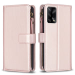 Custodia per telefono a conchiglia in pelle con portafoglio con cerniera a 9 slot per schede, For OPPO A94 5G / F19 Pro+ / Reno5 Z 5G, For OPPO A74 5G / A93 5G / A54 5G, For OPPO A74 4G / F19 4G, For OPPO A92 / A72 / A52