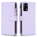 Custodia per telefono a conchiglia in pelle con portafoglio con cerniera a 9 slot per schede, For OPPO A94 5G / F19 Pro+ / Reno5 Z 5G, For OPPO A74 5G / A93 5G / A54 5G, For OPPO A74 4G / F19 4G, For OPPO A92 / A72 / A52