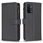 Custodia per telefono a conchiglia in pelle con portafoglio con cerniera a 9 slot per schede, For OPPO A94 5G / F19 Pro+ / Reno5 Z 5G, For OPPO A74 5G / A93 5G / A54 5G, For OPPO A74 4G / F19 4G, For OPPO A92 / A72 / A52