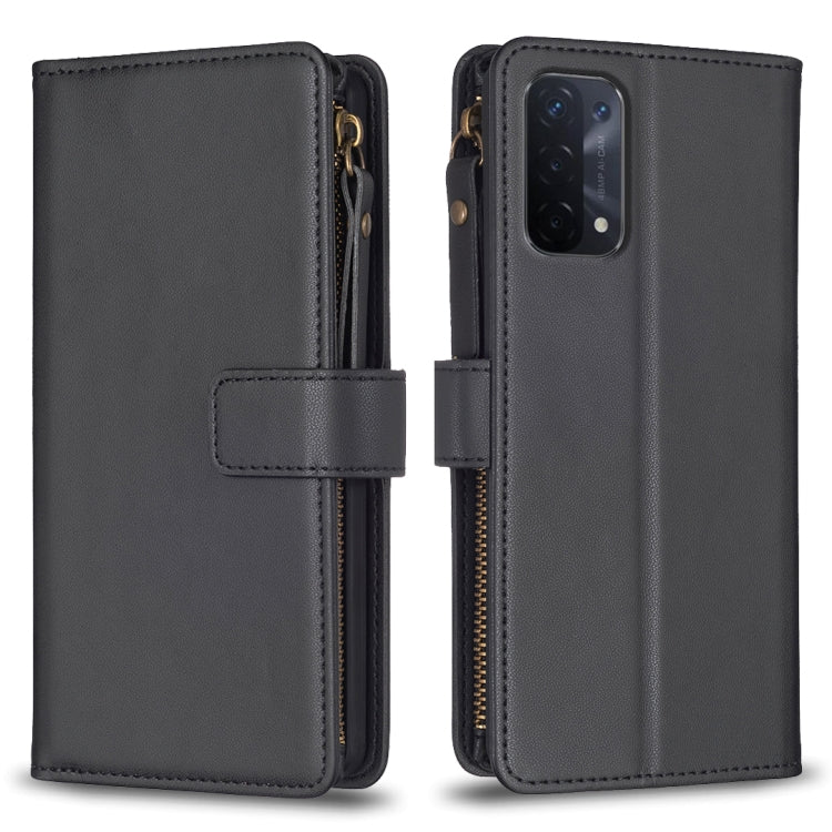 Custodia per telefono a conchiglia in pelle con portafoglio con cerniera a 9 slot per schede, For OPPO A94 5G / F19 Pro+ / Reno5 Z 5G, For OPPO A74 5G / A93 5G / A54 5G, For OPPO A74 4G / F19 4G, For OPPO A92 / A72 / A52