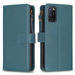 Custodia per telefono a conchiglia in pelle con portafoglio con cerniera a 9 slot per schede, For OPPO A94 5G / F19 Pro+ / Reno5 Z 5G, For OPPO A74 5G / A93 5G / A54 5G, For OPPO A74 4G / F19 4G, For OPPO A92 / A72 / A52