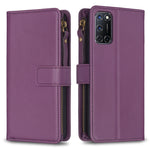 Custodia per telefono a conchiglia in pelle con portafoglio con cerniera a 9 slot per schede, For OPPO A94 5G / F19 Pro+ / Reno5 Z 5G, For OPPO A74 5G / A93 5G / A54 5G, For OPPO A74 4G / F19 4G, For OPPO A92 / A72 / A52