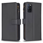 Custodia per telefono a conchiglia in pelle con portafoglio con cerniera a 9 slot per schede, For OPPO A94 5G / F19 Pro+ / Reno5 Z 5G, For OPPO A74 5G / A93 5G / A54 5G, For OPPO A74 4G / F19 4G, For OPPO A92 / A72 / A52