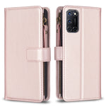 Custodia per telefono a conchiglia in pelle con portafoglio con cerniera a 9 slot per schede, For OPPO A94 5G / F19 Pro+ / Reno5 Z 5G, For OPPO A74 5G / A93 5G / A54 5G, For OPPO A74 4G / F19 4G, For OPPO A92 / A72 / A52