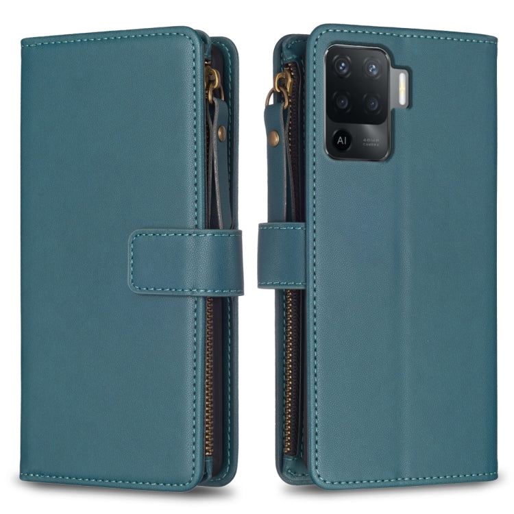 Custodia per telefono a conchiglia in pelle con portafoglio con cerniera a 9 slot per schede, For OPPO Find X6 Pro, For OPPO Find X6, For OPPO A96 5G / Reno7 Z, For OPPO A94 4G / Reno5 F / F19 Pro