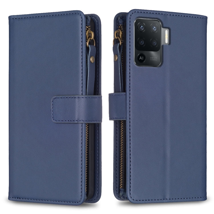 Custodia per telefono a conchiglia in pelle con portafoglio con cerniera a 9 slot per schede, For OPPO Find X6 Pro, For OPPO Find X6, For OPPO A96 5G / Reno7 Z, For OPPO A94 4G / Reno5 F / F19 Pro
