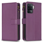 Custodia per telefono a conchiglia in pelle con portafoglio con cerniera a 9 slot per schede, For OPPO Find X6 Pro, For OPPO Find X6, For OPPO A96 5G / Reno7 Z, For OPPO A94 4G / Reno5 F / F19 Pro