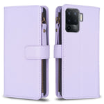 Custodia per telefono a conchiglia in pelle con portafoglio con cerniera a 9 slot per schede, For OPPO Find X6 Pro, For OPPO Find X6, For OPPO A96 5G / Reno7 Z, For OPPO A94 4G / Reno5 F / F19 Pro