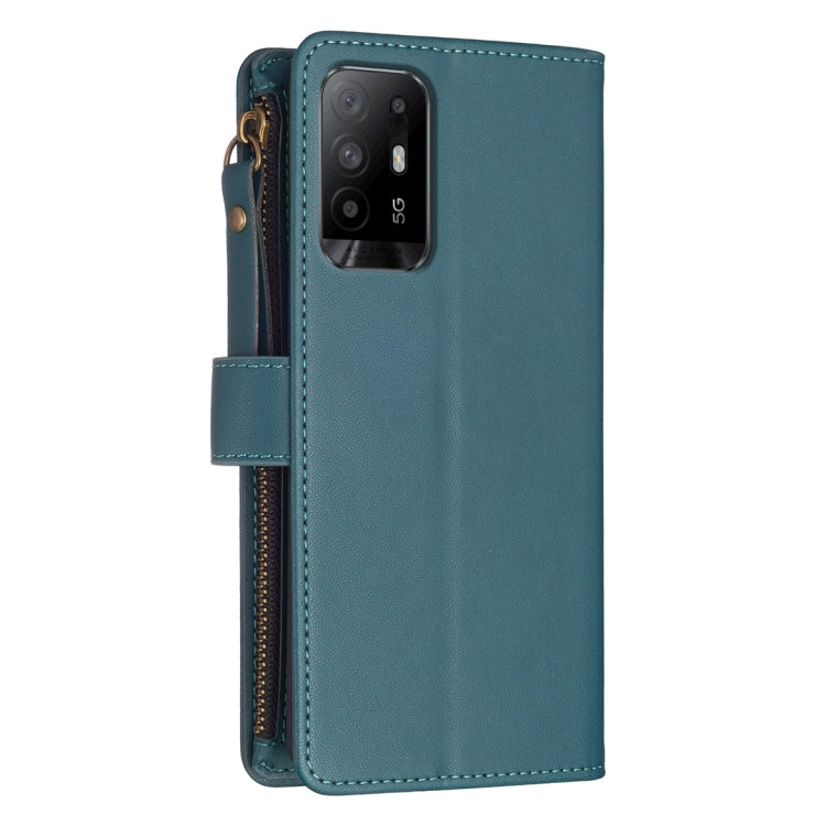 Custodia per telefono a conchiglia in pelle con portafoglio con cerniera a 9 slot per schede, For OPPO A94 5G / F19 Pro+ / Reno5 Z 5G, For OPPO A74 5G / A93 5G / A54 5G, For OPPO A74 4G / F19 4G, For OPPO A92 / A72 / A52