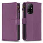 Custodia per telefono a conchiglia in pelle con portafoglio con cerniera a 9 slot per schede, For OPPO A94 5G / F19 Pro+ / Reno5 Z 5G, For OPPO A74 5G / A93 5G / A54 5G, For OPPO A74 4G / F19 4G, For OPPO A92 / A72 / A52