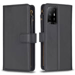 Custodia per telefono a conchiglia in pelle con portafoglio con cerniera a 9 slot per schede, For OPPO A94 5G / F19 Pro+ / Reno5 Z 5G, For OPPO A74 5G / A93 5G / A54 5G, For OPPO A74 4G / F19 4G, For OPPO A92 / A72 / A52