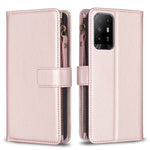Custodia per telefono a conchiglia in pelle con portafoglio con cerniera a 9 slot per schede, For OPPO A94 5G / F19 Pro+ / Reno5 Z 5G, For OPPO A74 5G / A93 5G / A54 5G, For OPPO A74 4G / F19 4G, For OPPO A92 / A72 / A52