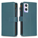 Custodia per telefono a conchiglia in pelle con portafoglio con cerniera a 9 slot per schede, For OPPO Find X6 Pro, For OPPO Find X6, For OPPO A96 5G / Reno7 Z, For OPPO A94 4G / Reno5 F / F19 Pro