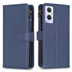Custodia per telefono a conchiglia in pelle con portafoglio con cerniera a 9 slot per schede, For OPPO Find X6 Pro, For OPPO Find X6, For OPPO A96 5G / Reno7 Z, For OPPO A94 4G / Reno5 F / F19 Pro