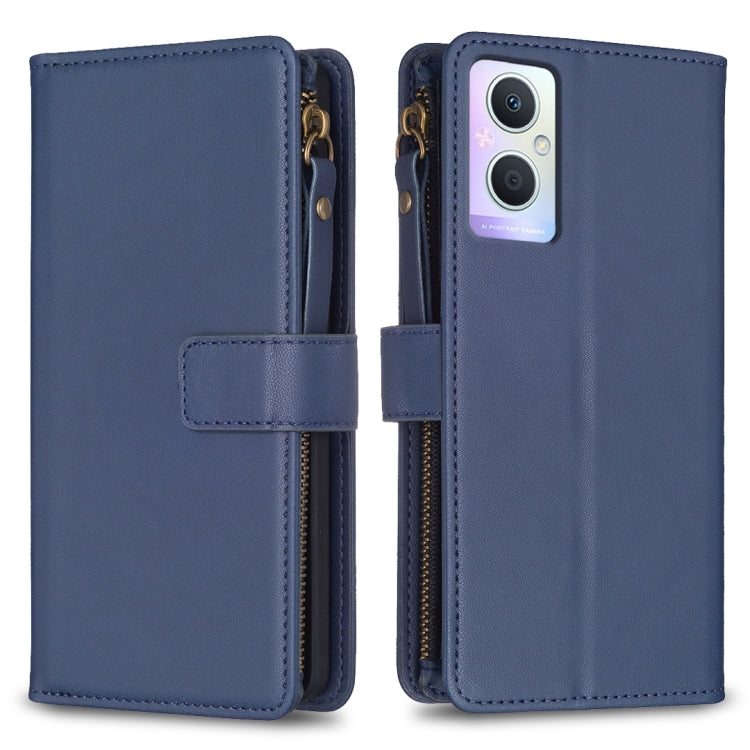 Custodia per telefono a conchiglia in pelle con portafoglio con cerniera a 9 slot per schede, For OPPO Find X6 Pro, For OPPO Find X6, For OPPO A96 5G / Reno7 Z, For OPPO A94 4G / Reno5 F / F19 Pro