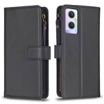 Custodia per telefono a conchiglia in pelle con portafoglio con cerniera a 9 slot per schede, For OPPO Find X6 Pro, For OPPO Find X6, For OPPO A96 5G / Reno7 Z, For OPPO A94 4G / Reno5 F / F19 Pro