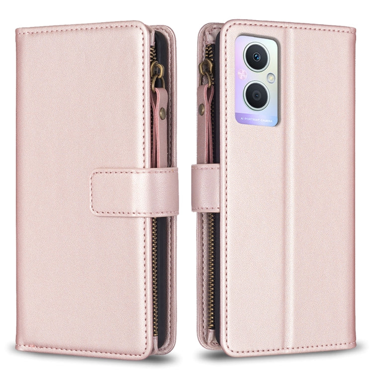 Custodia per telefono a conchiglia in pelle con portafoglio con cerniera a 9 slot per schede, For OPPO Find X6 Pro, For OPPO Find X6, For OPPO A96 5G / Reno7 Z, For OPPO A94 4G / Reno5 F / F19 Pro