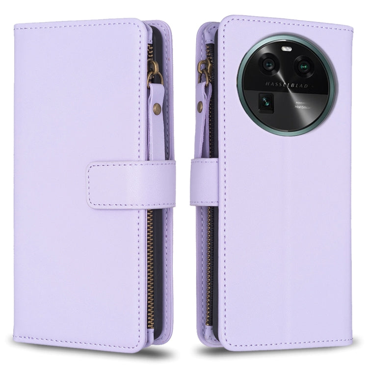 Custodia per telefono a conchiglia in pelle con portafoglio con cerniera a 9 slot per schede, For OPPO Find X6 Pro, For OPPO Find X6, For OPPO A96 5G / Reno7 Z, For OPPO A94 4G / Reno5 F / F19 Pro