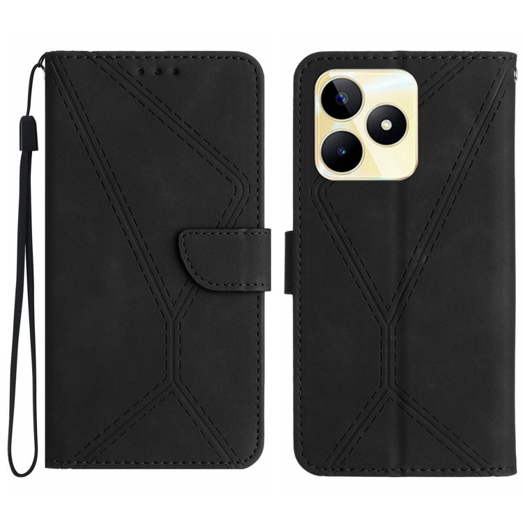 Custodia per telefono in pelle goffrata con cuciture, For Realme C67 4G, For Realme 11 5G Global, For Realme C53, For Realme 11 4G Global