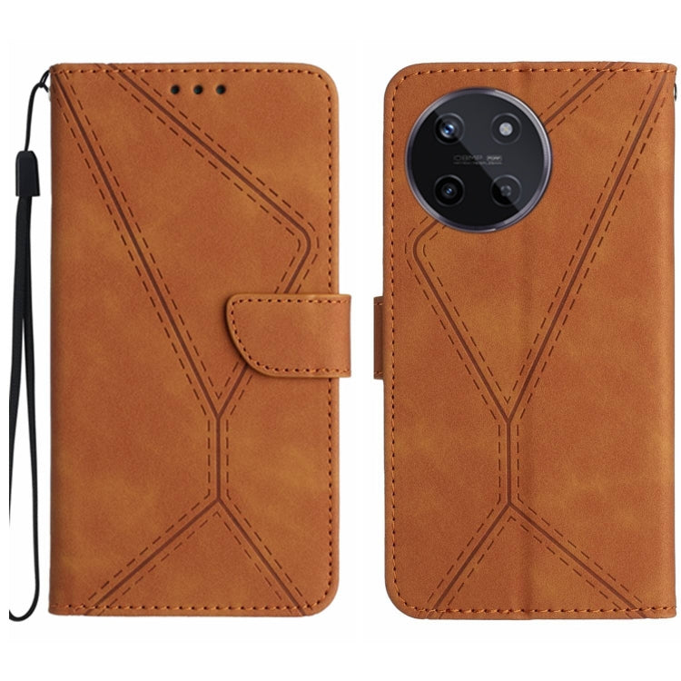 Custodia per telefono in pelle goffrata con cuciture, For Realme C67 4G, For Realme 11 5G Global, For Realme C53, For Realme 11 4G Global