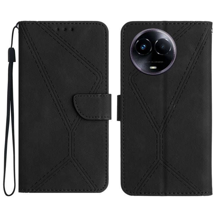 Custodia per telefono in pelle goffrata con cuciture, For Realme C67 4G, For Realme 11 5G Global, For Realme C53, For Realme 11 4G Global