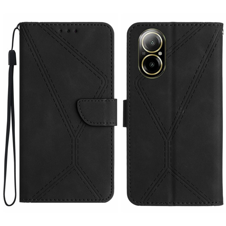 Custodia per telefono in pelle goffrata con cuciture, For Realme C67 4G, For Realme 11 5G Global, For Realme C53, For Realme 11 4G Global