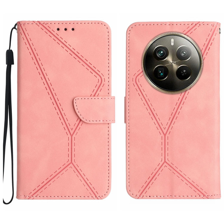 Custodia per telefono in pelle goffrata con cuciture, For Realme C63 5G, For Realme 12 5G Global, For Realme 12+ Global, For Realme 12 Pro/12 Pro+ Global