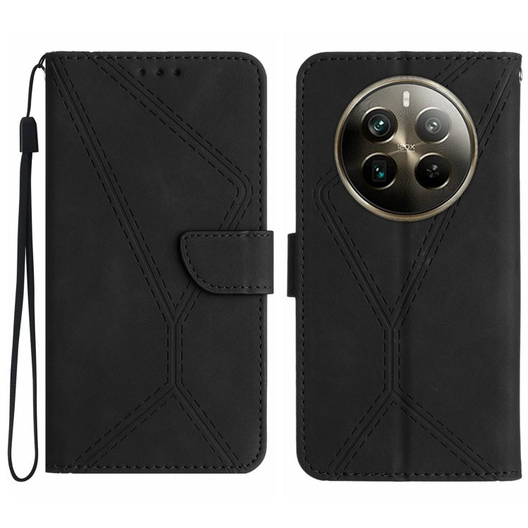 Custodia per telefono in pelle goffrata con cuciture, For Realme C63 5G, For Realme 12 5G Global, For Realme 12+ Global, For Realme 12 Pro/12 Pro+ Global