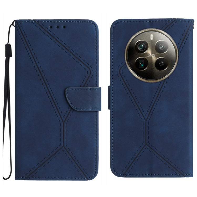 Custodia per telefono in pelle goffrata con cuciture, For Realme C63 5G, For Realme 12 5G Global, For Realme 12+ Global, For Realme 12 Pro/12 Pro+ Global
