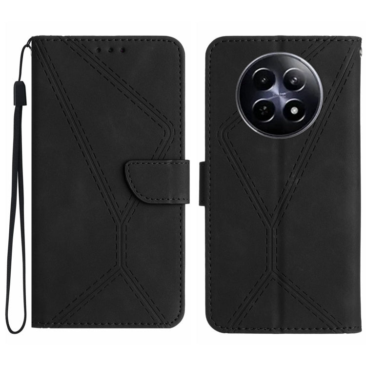 Custodia per telefono in pelle goffrata con cuciture, For Realme C63 5G, For Realme 12 5G Global, For Realme 12+ Global, For Realme 12 Pro/12 Pro+ Global
