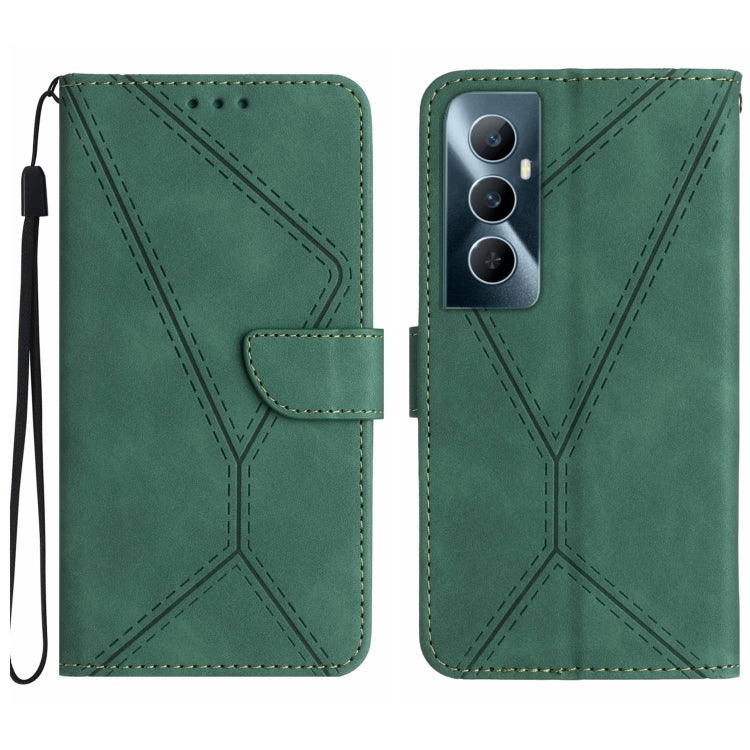 Custodia per telefono in pelle goffrata con cuciture, For Realme C65 4G