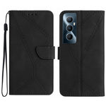 Custodia per telefono in pelle goffrata con cuciture, For Realme C65 4G