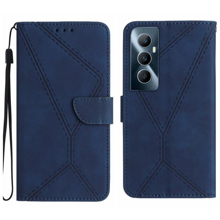 Custodia per telefono in pelle goffrata con cuciture, For Realme C65 4G