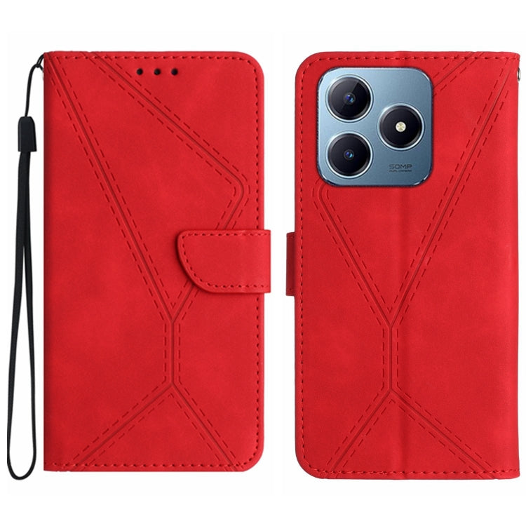 Custodia per telefono in pelle goffrata con cuciture, For Realme C75 4G, For Realme 13+ 5G Global, For Realme 13 Pro 5G / 13 Pro+ 5G, For Realme C63 4G Global/ C61