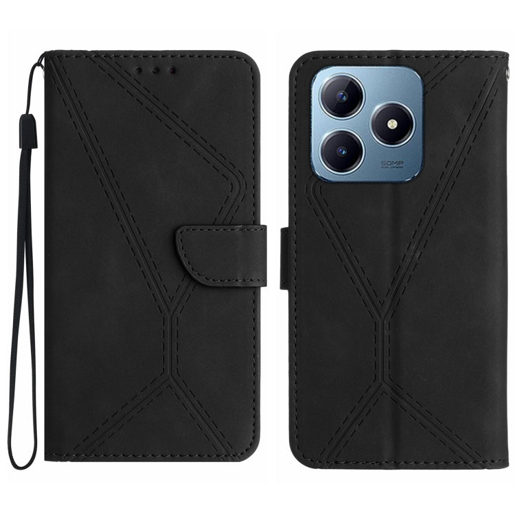 Custodia per telefono in pelle goffrata con cuciture, For Realme C75 4G, For Realme 13+ 5G Global, For Realme 13 Pro 5G / 13 Pro+ 5G, For Realme C63 4G Global/ C61