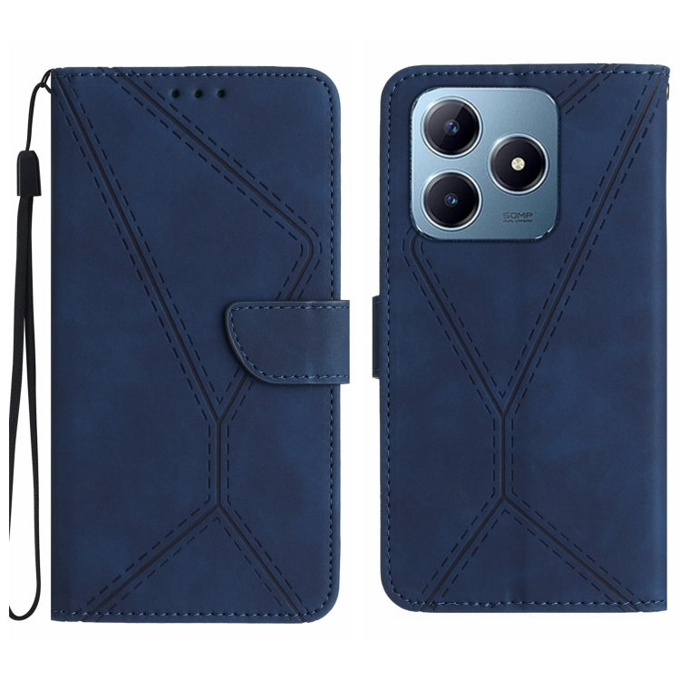 Custodia per telefono in pelle goffrata con cuciture, For Realme C75 4G, For Realme 13+ 5G Global, For Realme 13 Pro 5G / 13 Pro+ 5G, For Realme C63 4G Global/ C61