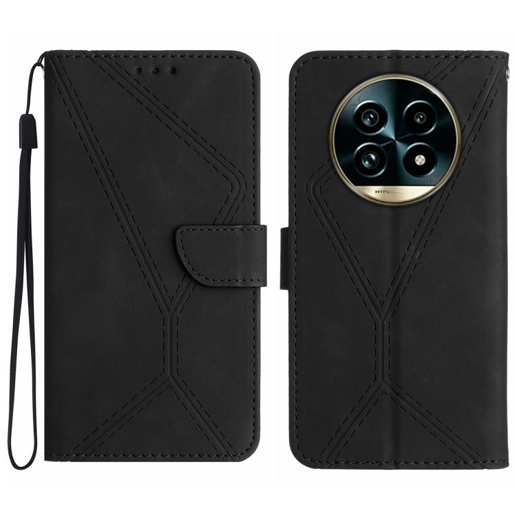 Custodia per telefono in pelle goffrata con cuciture, For Realme C75 4G, For Realme 13+ 5G Global, For Realme 13 Pro 5G / 13 Pro+ 5G, For Realme C63 4G Global/ C61