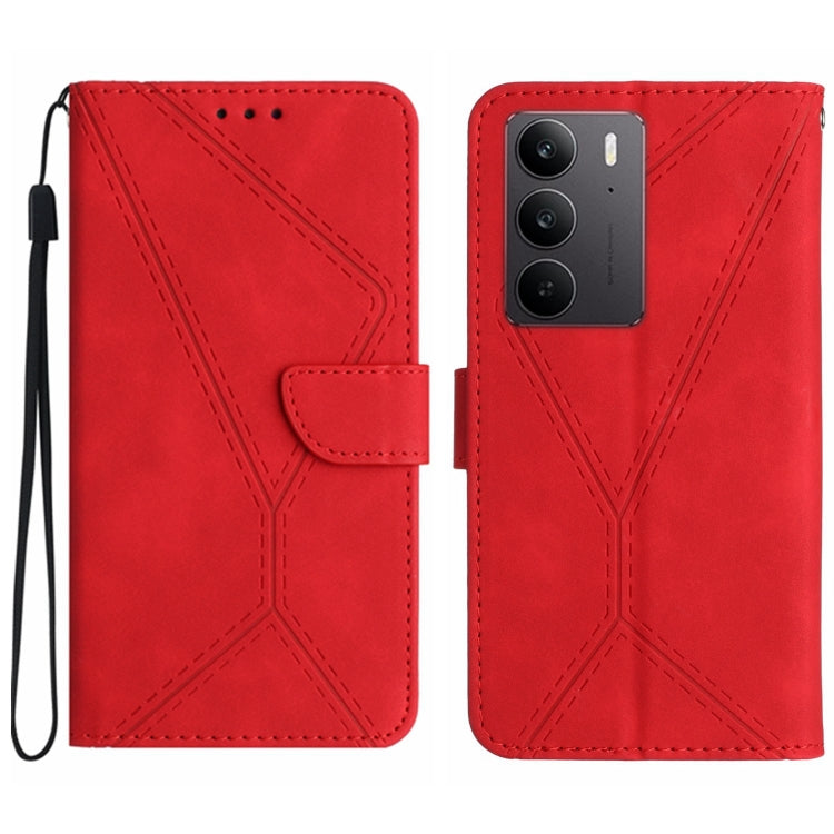 Custodia per telefono in pelle goffrata con cuciture, For Realme C75 4G, For Realme 13+ 5G Global, For Realme 13 Pro 5G / 13 Pro+ 5G, For Realme C63 4G Global/ C61