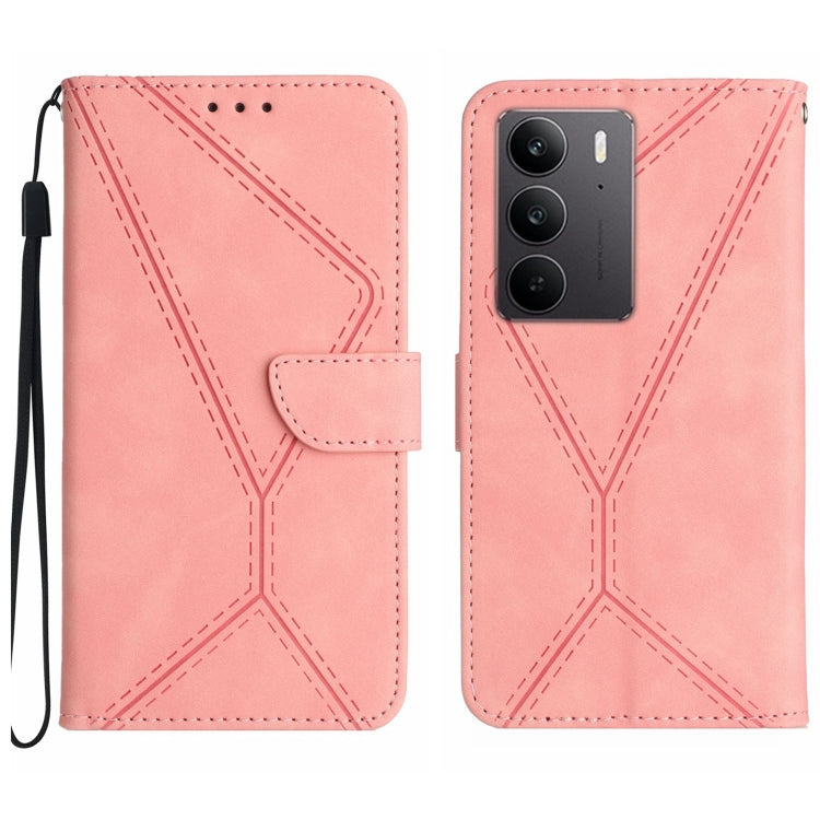 Custodia per telefono in pelle goffrata con cuciture, For Realme C75 4G, For Realme 13+ 5G Global, For Realme 13 Pro 5G / 13 Pro+ 5G, For Realme C63 4G Global/ C61
