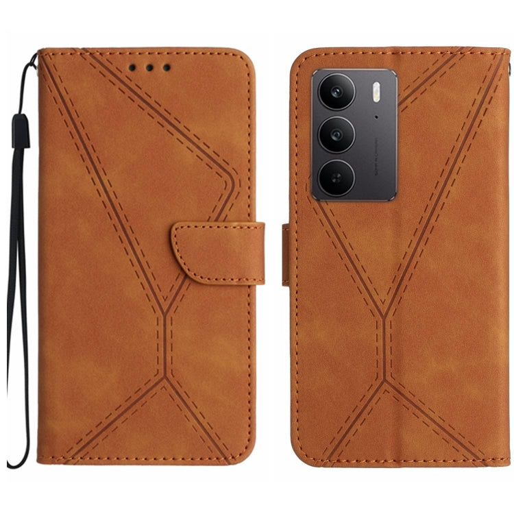 Custodia per telefono in pelle goffrata con cuciture, For Realme C75 4G, For Realme 13+ 5G Global, For Realme 13 Pro 5G / 13 Pro+ 5G, For Realme C63 4G Global/ C61