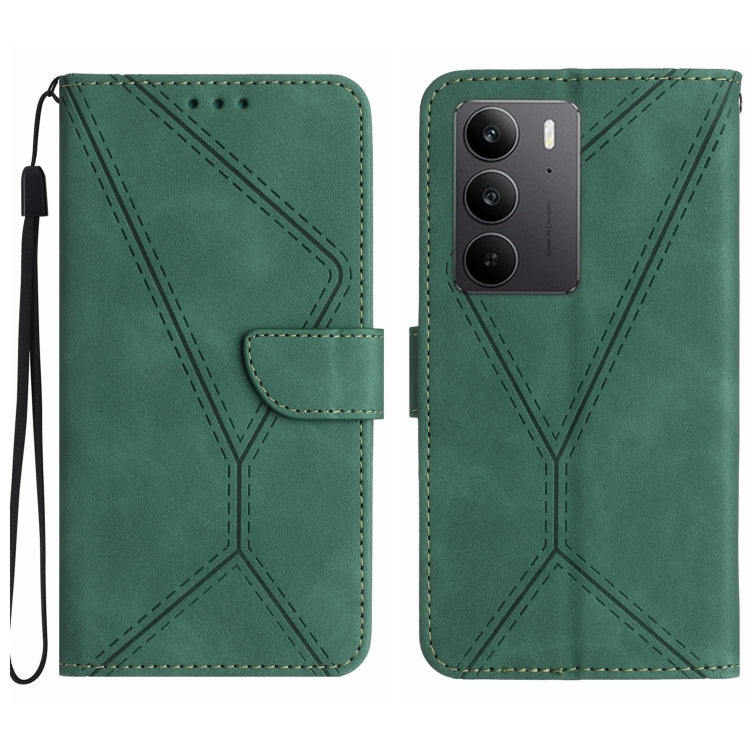 Custodia per telefono in pelle goffrata con cuciture, For Realme C75 4G, For Realme 13+ 5G Global, For Realme 13 Pro 5G / 13 Pro+ 5G, For Realme C63 4G Global/ C61