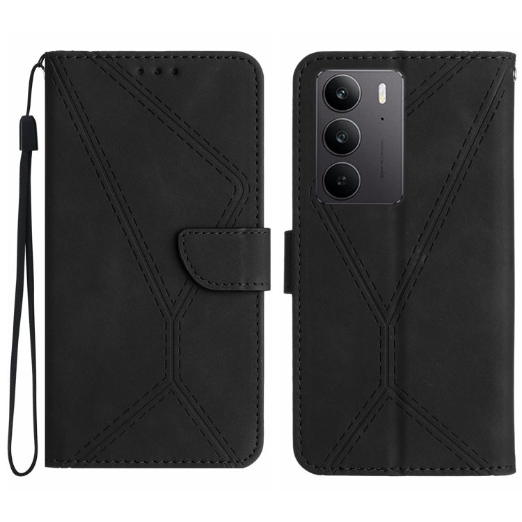 Custodia per telefono in pelle goffrata con cuciture, For Realme C75 4G, For Realme 13+ 5G Global, For Realme 13 Pro 5G / 13 Pro+ 5G, For Realme C63 4G Global/ C61