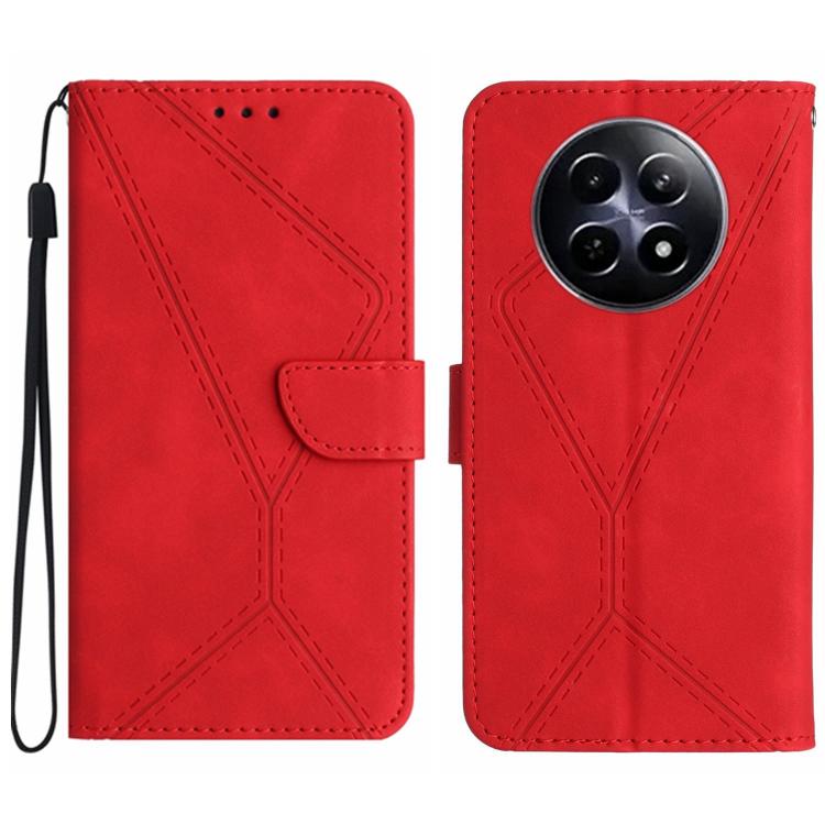 Custodia per telefono in pelle goffrata con cuciture, For Realme C75 4G, For Realme 13+ 5G Global, For Realme 13 Pro 5G / 13 Pro+ 5G, For Realme C63 4G Global/ C61