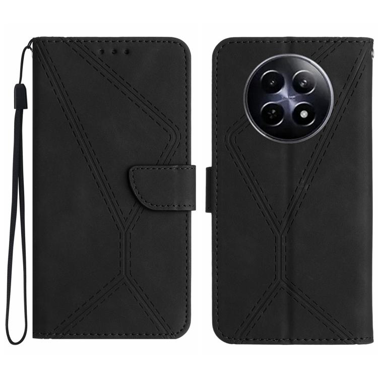 Custodia per telefono in pelle goffrata con cuciture, For Realme C75 4G, For Realme 13+ 5G Global, For Realme 13 Pro 5G / 13 Pro+ 5G, For Realme C63 4G Global/ C61
