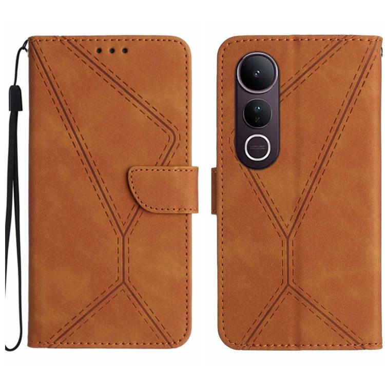 Custodia per telefono in pelle goffrata con cuciture, For vivo Y39 5G Global, For vivo V50 Lite 5G, For vivo Y04 4G / Y29s 5G, For vivo Y29 4G Global