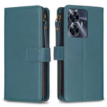 Custodia per telefono a conchiglia in pelle con portafoglio con cerniera a 9 slot per schede, For Realme C55, For Realme C53
