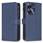 Custodia per telefono a conchiglia in pelle con portafoglio con cerniera a 9 slot per schede, For Realme C55, For Realme C53