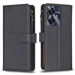 Custodia per telefono a conchiglia in pelle con portafoglio con cerniera a 9 slot per schede, For Realme C55, For Realme C53