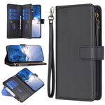 Custodia per telefono a conchiglia in pelle con portafoglio con cerniera a 9 slot per schede, For Realme C55, For Realme C53